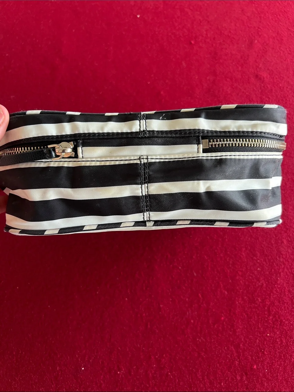 kate spade Black and White Striped Cosmetic Pouch